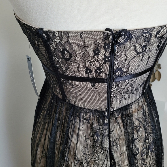Lulu's Amorous Attitude Black Lace Bustier Strapless Maxi Dress Small - Picture 6 of 10